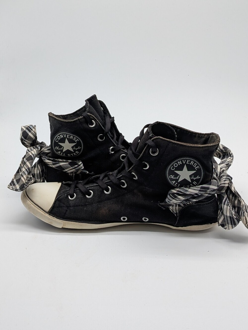 Rare Vintage Converse Chuck Taylor All Star Plaid Ribbon High Top Women Size 8